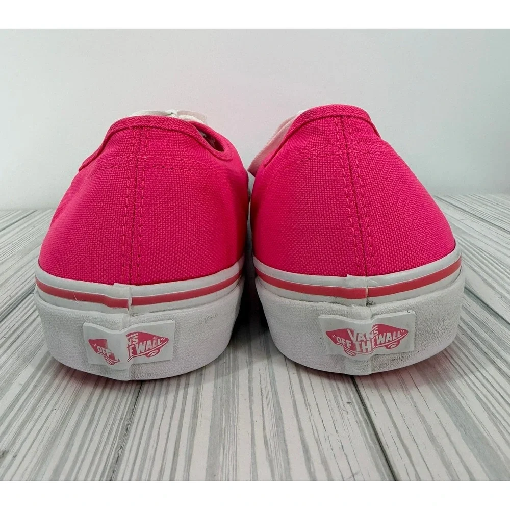 Vans Authentic Neon Pink Canvas Low Top Skate Shoes Mens Size 10